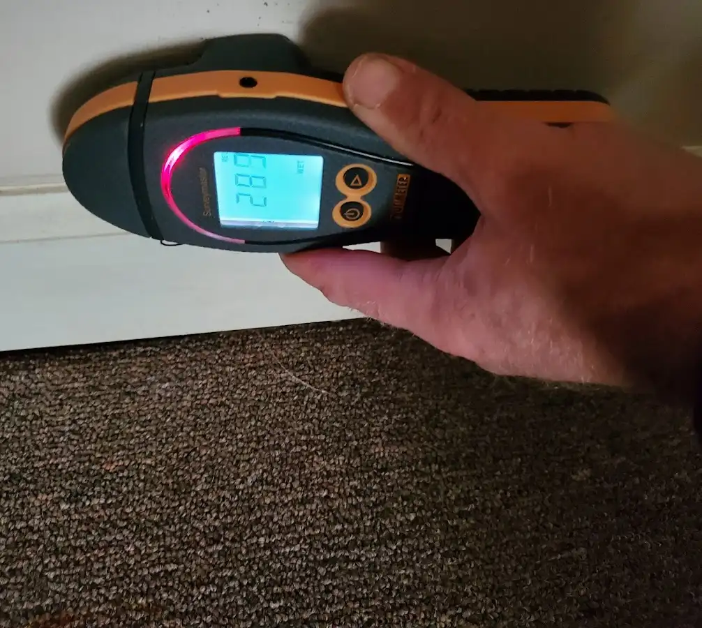 Moisture detection at baseboard during Mold Inspection & Testing in West Des Moines